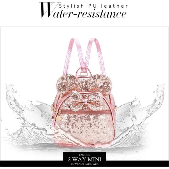 Bowknot Polka Dot Mini Backpack And Convertible Shoulder Bag Purse for Women - Picture 6 of 7